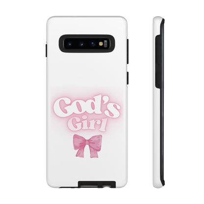 God's Girl Cute Phone Case, Pink Bow Case, Faith-Based Gifts, Christian Accessories, Birthday Present, Inspirational Jewelry