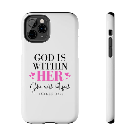 Empowering Tough Phone Case - "God is Within Her" Inspirational Design