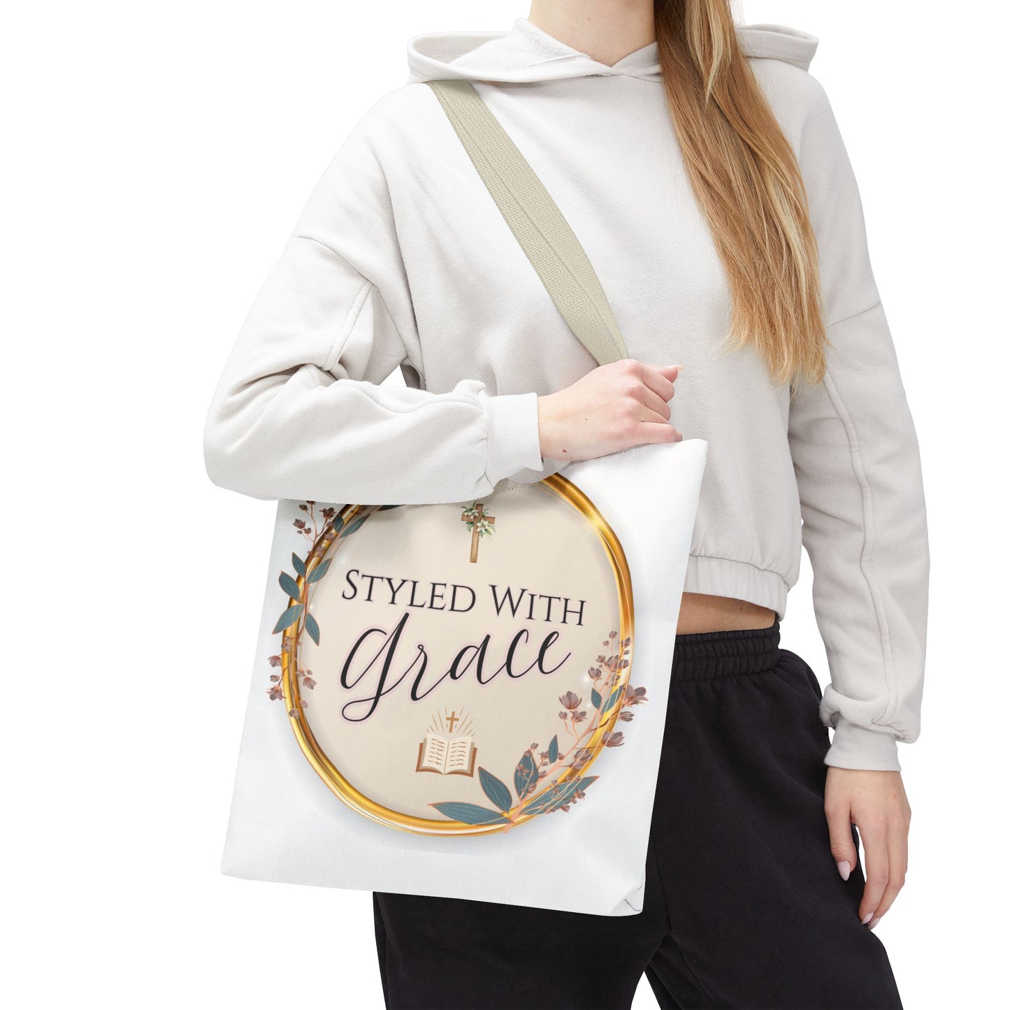 Styled With Grace | Elegant Faith-Inspired Tote Bag, Christian Gift, Inspirational Bag, Stylish Reusable Tote, Religious Accessories