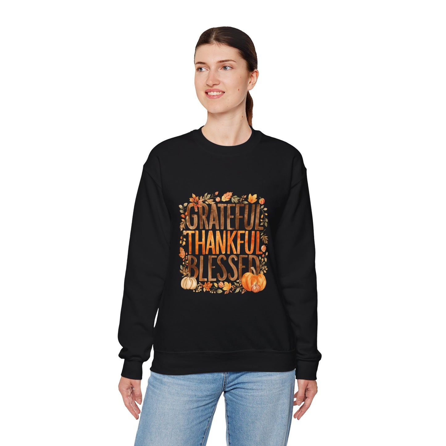 Grateful Thankful Blessed Sweatshirt — Thanksgiving Fall Crewneck