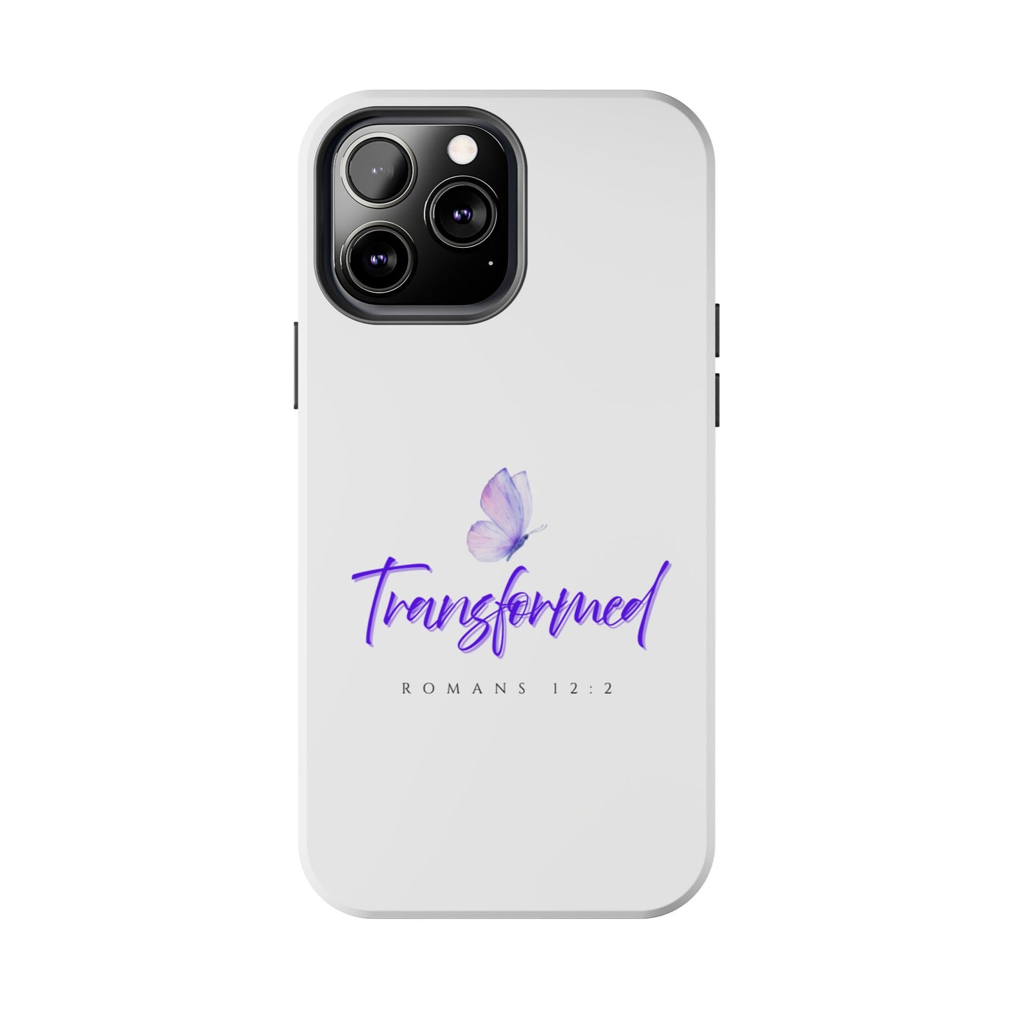 Transformed Phone Case - Inspirational Butterfly Design, Tough Phone Cover, Bible Verse Accessory, Unique Gift for Faith Lovers