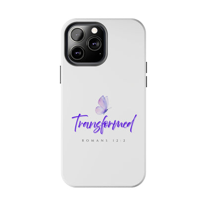 Transformed Phone Case - Inspirational Butterfly Design, Tough Phone Cover, Bible Verse Accessory, Unique Gift for Faith Lovers