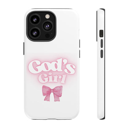 God's Girl Cute Phone Case, Pink Bow Case, Faith-Based Gifts, Christian Accessories, Birthday Present, Inspirational Jewelry