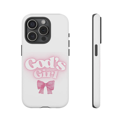 God's Girl Cute Phone Case, Pink Bow Case, Faith-Based Gifts, Christian Accessories, Birthday Present, Inspirational Jewelry