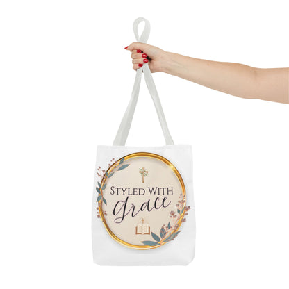 Styled With Grace | Elegant Faith-Inspired Tote Bag, Christian Gift, Inspirational Bag, Stylish Reusable Tote, Religious Accessories