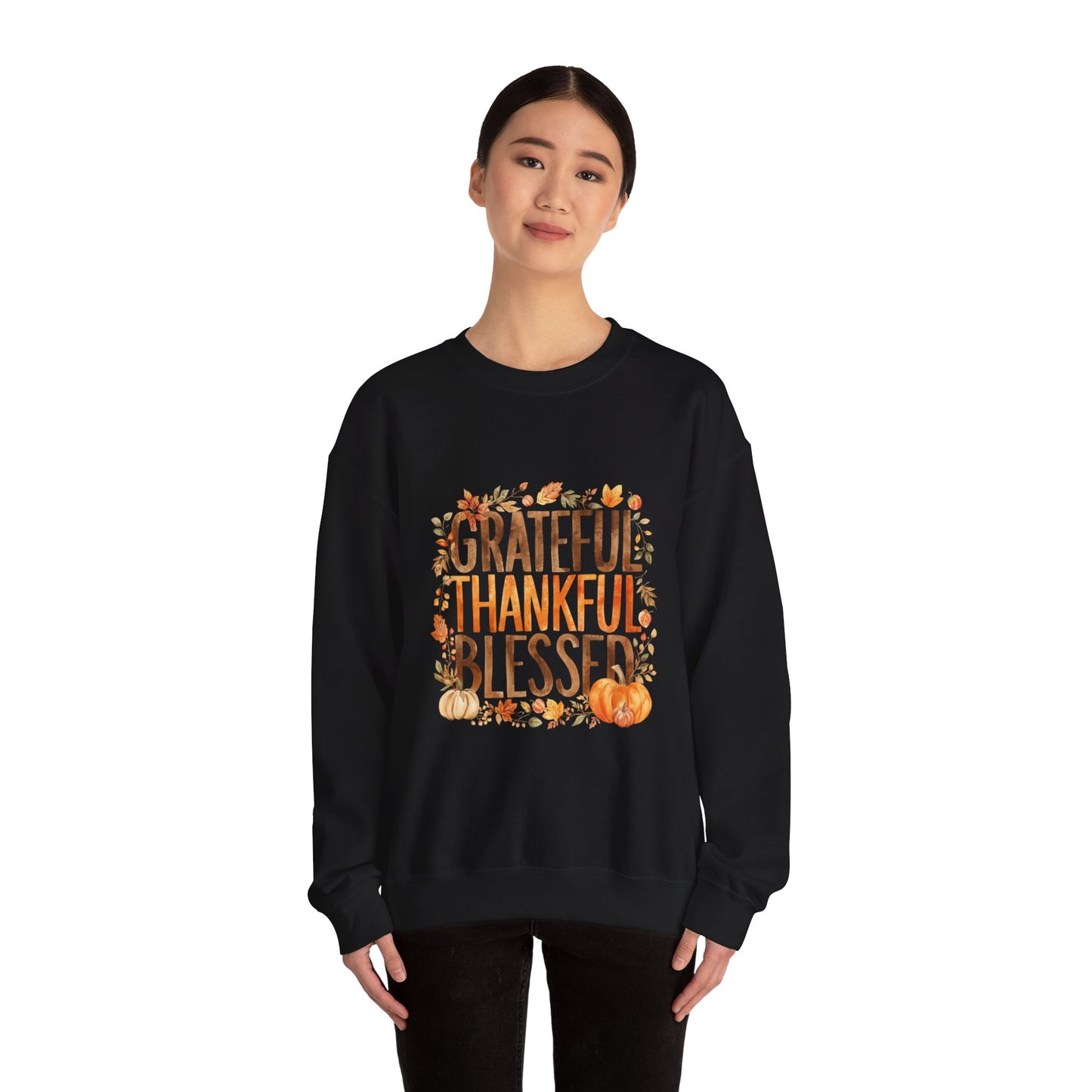 Grateful Thankful Blessed Sweatshirt — Thanksgiving Fall Crewneck
