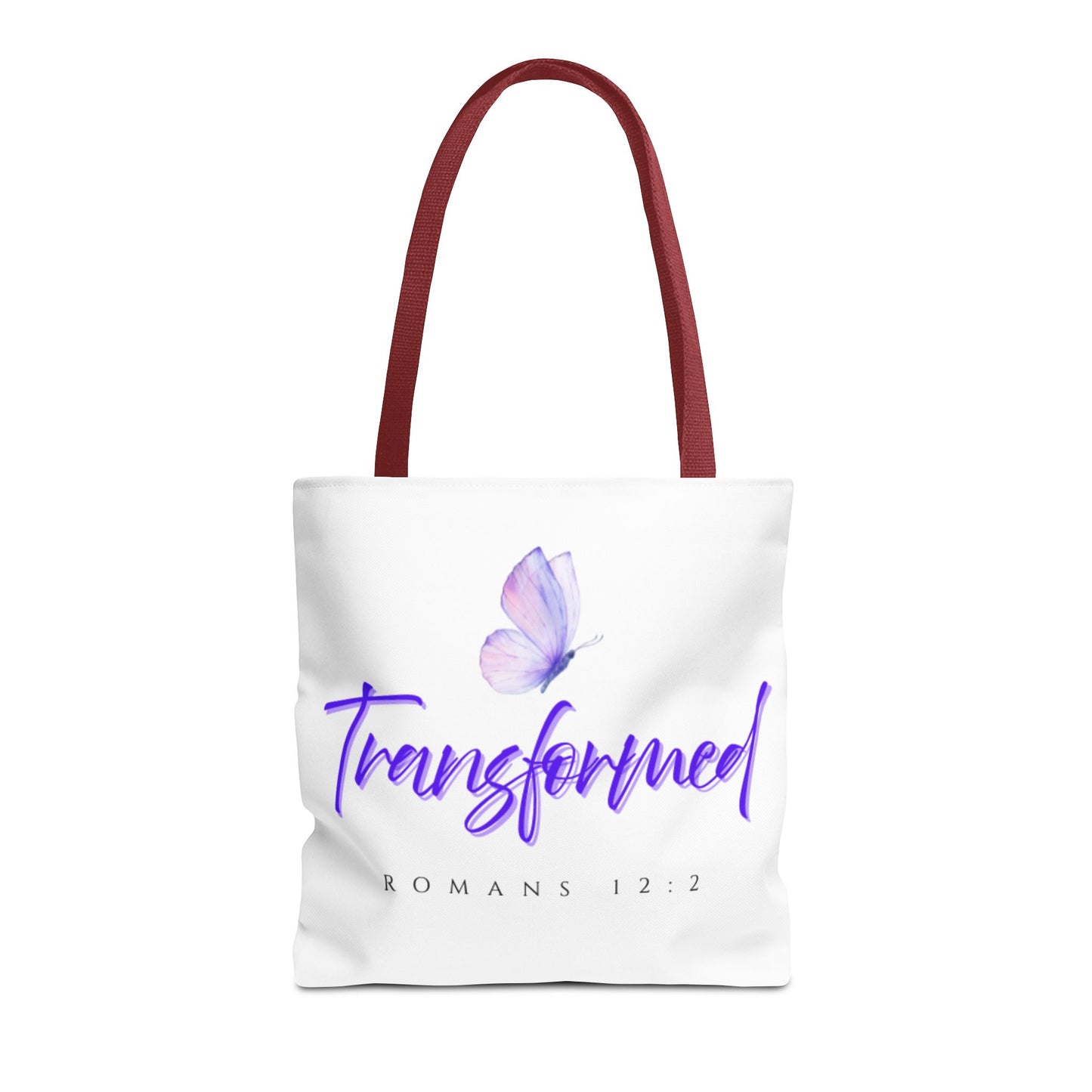 Transformed  Tote Bag - Inspirational Gift, AOP Design, Motivational Tote, Everyday Use, Romans 12:2