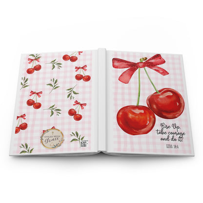 "Rise Up, take courage and do it" Cherry Gingham Hardcover Journal — Inspirational Notebook