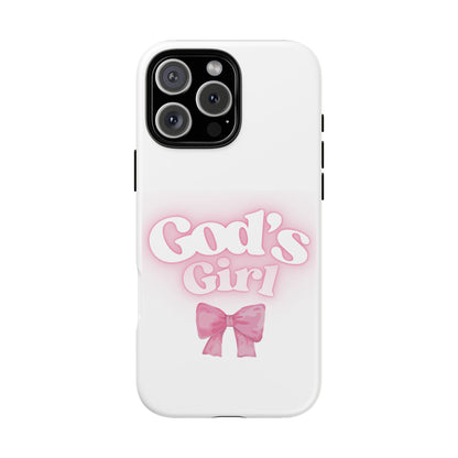 God's Girl Cute Phone Case, Pink Bow Case, Faith-Based Gifts, Christian Accessories, Birthday Present, Inspirational Jewelry