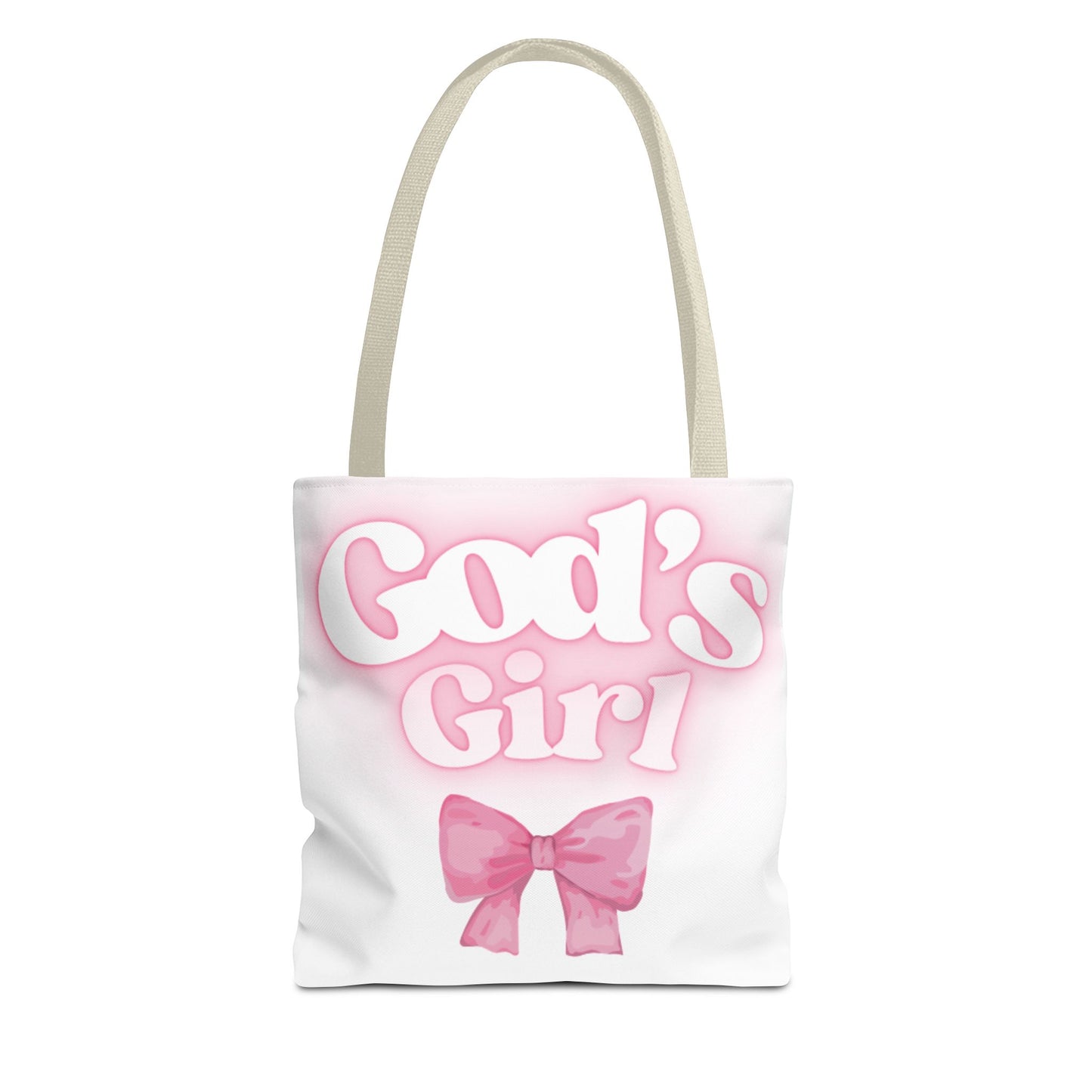 God's Girl Cute Pink Tote Bag, Chic Shopper Bag, Inspirational Gift, Women’s Fashion Accessory, Beach Tote, Pink Bow Design