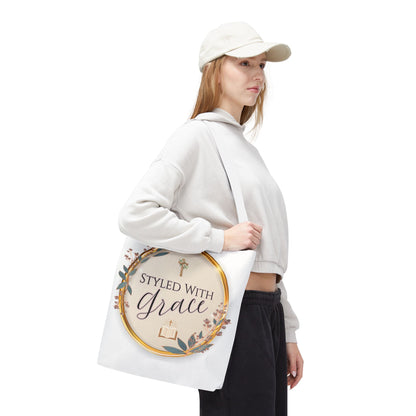 Styled With Grace | Elegant Faith-Inspired Tote Bag, Christian Gift, Inspirational Bag, Stylish Reusable Tote, Religious Accessories