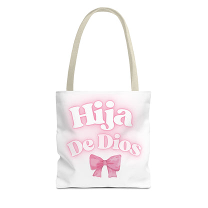 Hija De Dios Chic Tote Bag, Stylish Grocery Bag, Gifts for Mom, Birthday Tote, Inspirational Gift Bag