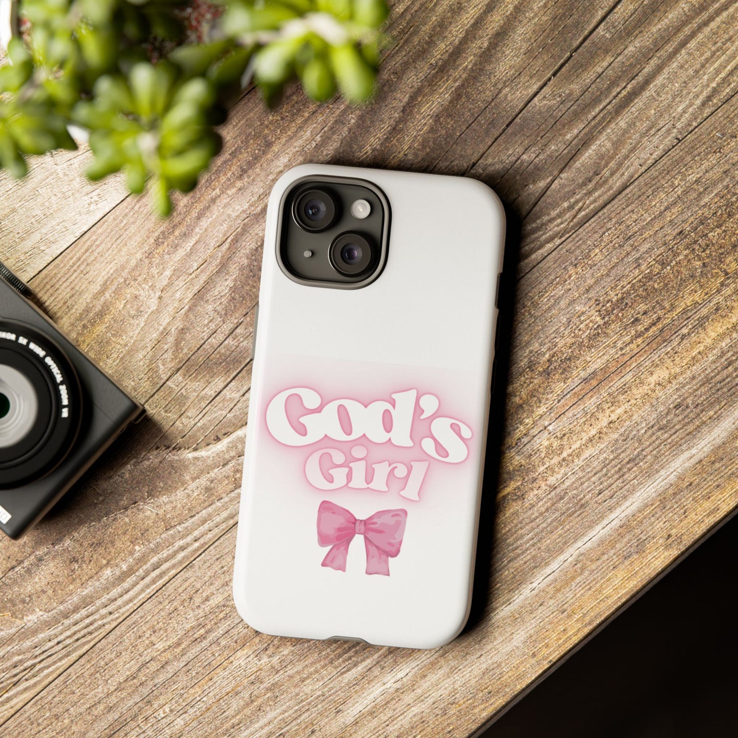 God's Girl Cute Phone Case, Pink Bow Case, Faith-Based Gifts, Christian Accessories, Birthday Present, Inspirational Jewelry