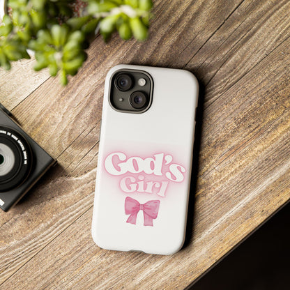 God's Girl Cute Phone Case, Pink Bow Case, Faith-Based Gifts, Christian Accessories, Birthday Present, Inspirational Jewelry