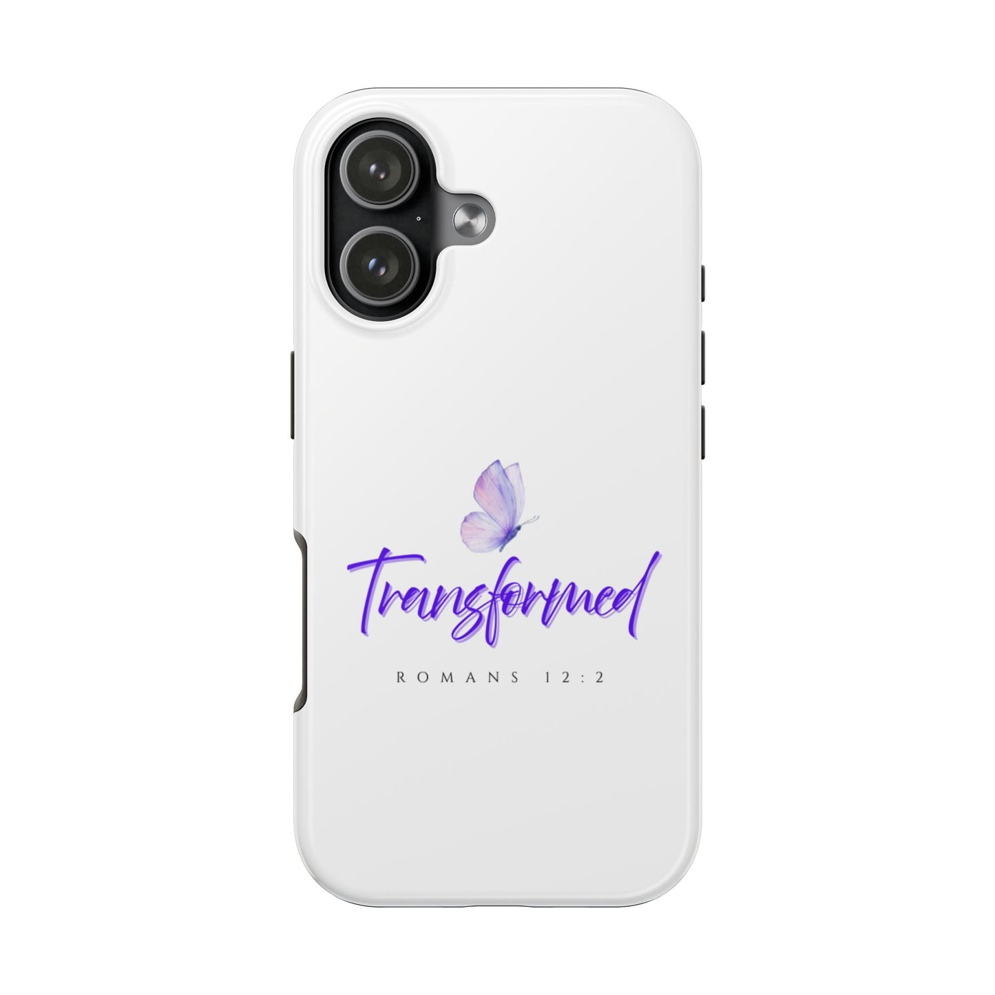 Transformed Phone Case - Inspirational Butterfly Design, Tough Phone Cover, Bible Verse Accessory, Unique Gift for Faith Lovers