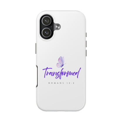 Transformed Phone Case - Inspirational Butterfly Design, Tough Phone Cover, Bible Verse Accessory, Unique Gift for Faith Lovers