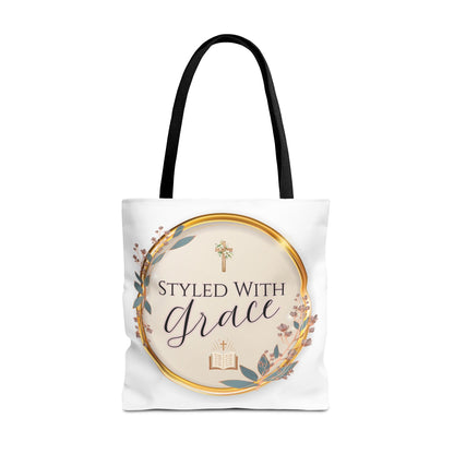 Styled With Grace | Elegant Faith-Inspired Tote Bag, Christian Gift, Inspirational Bag, Stylish Reusable Tote, Religious Accessories
