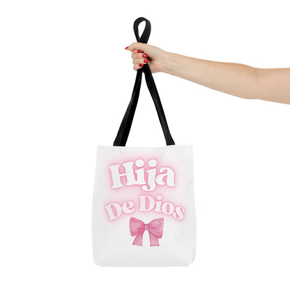 Hija De Dios Chic Tote Bag, Stylish Grocery Bag, Gifts for Mom, Birthday Tote, Inspirational Gift Bag
