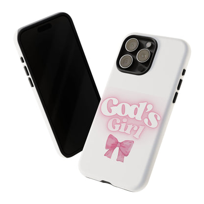 God's Girl Cute Phone Case, Pink Bow Case, Faith-Based Gifts, Christian Accessories, Birthday Present, Inspirational Jewelry