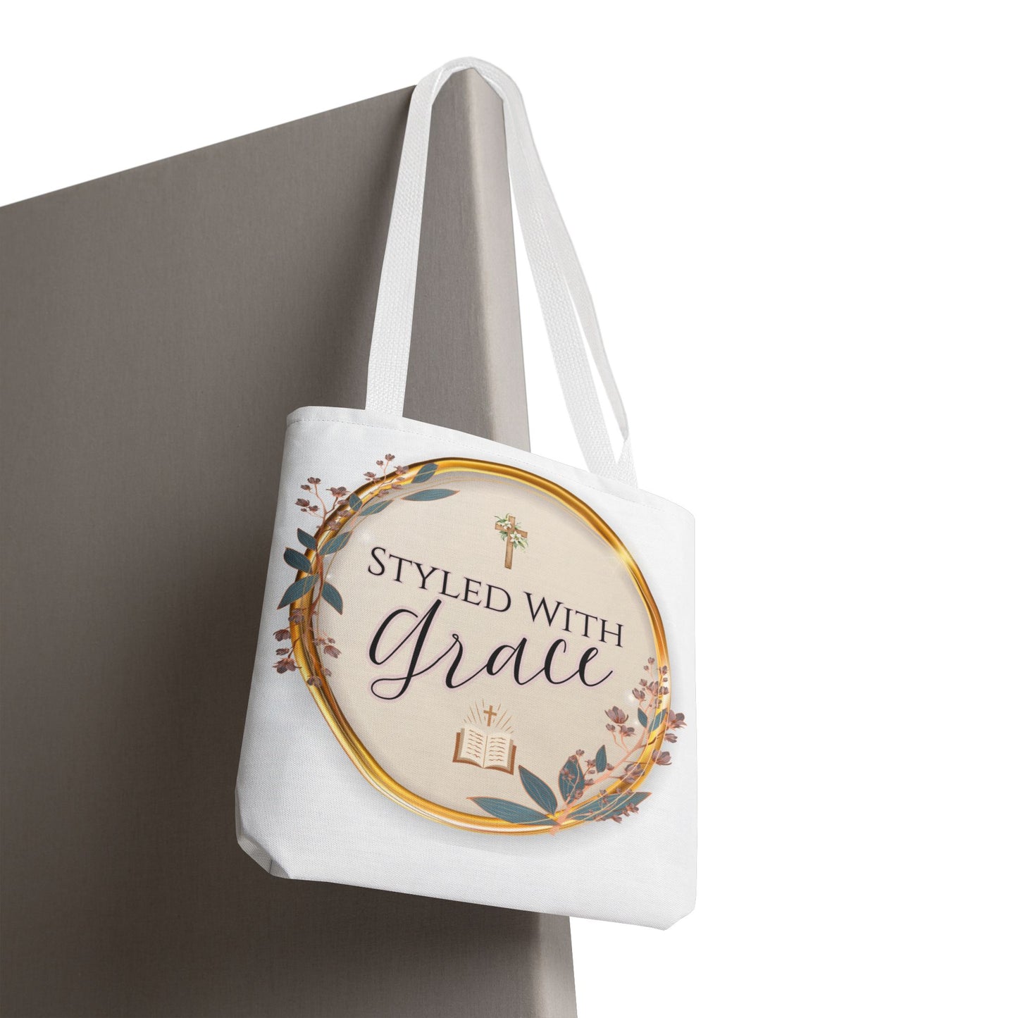 Styled With Grace | Elegant Faith-Inspired Tote Bag, Christian Gift, Inspirational Bag, Stylish Reusable Tote, Religious Accessories