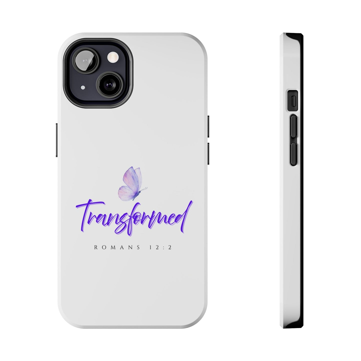 Transformed Phone Case - Inspirational Butterfly Design, Tough Phone Cover, Bible Verse Accessory, Unique Gift for Faith Lovers