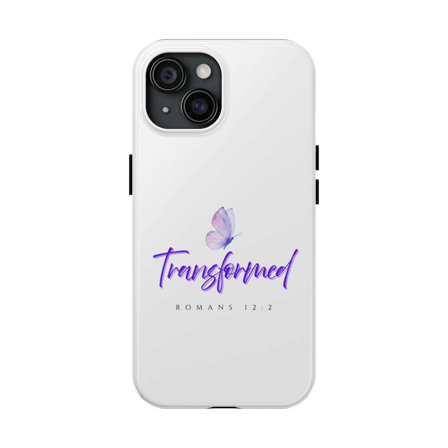 Transformed Phone Case - Inspirational Butterfly Design, Tough Phone Cover, Bible Verse Accessory, Unique Gift for Faith Lovers