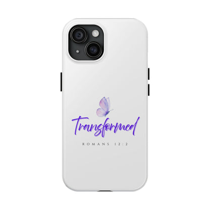 Transformed Phone Case - Inspirational Butterfly Design, Tough Phone Cover, Bible Verse Accessory, Unique Gift for Faith Lovers