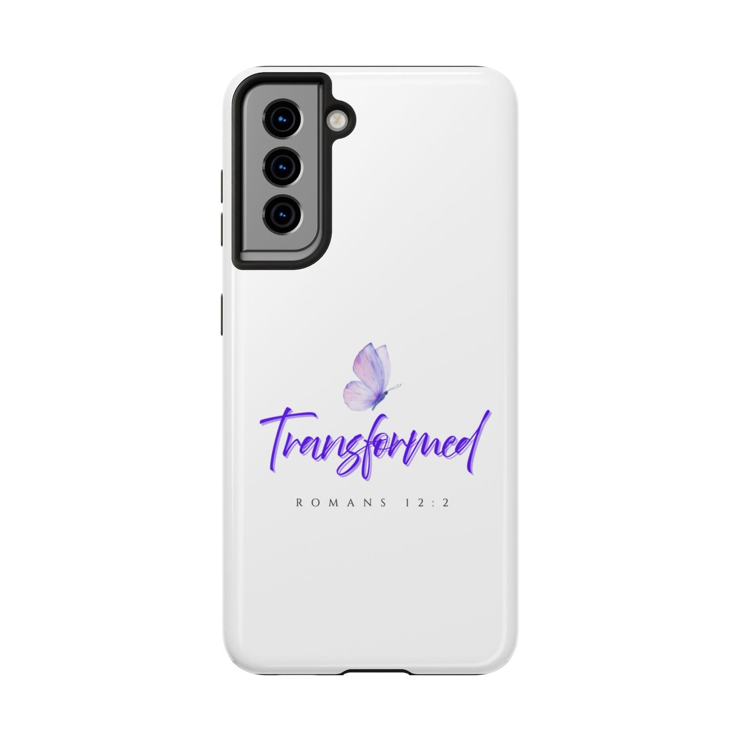 Transformed Phone Case - Inspirational Butterfly Design, Tough Phone Cover, Bible Verse Accessory, Unique Gift for Faith Lovers