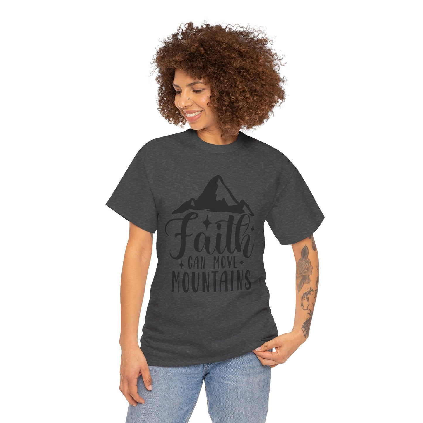 Faith Can Move Mountains - Unisex Heavy Cotton Tee