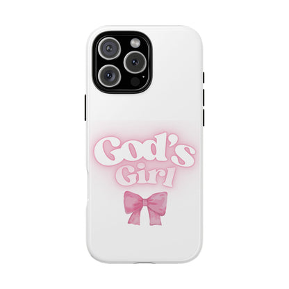 God's Girl Cute Phone Case, Pink Bow Case, Faith-Based Gifts, Christian Accessories, Birthday Present, Inspirational Jewelry
