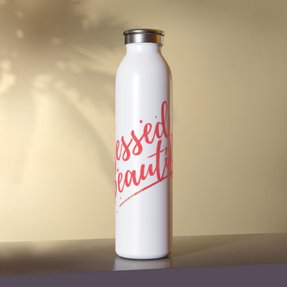 Motivational Slim Water Bottle - Blessed & Beautiful