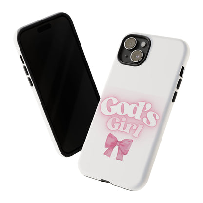 God's Girl Cute Phone Case, Pink Bow Case, Faith-Based Gifts, Christian Accessories, Birthday Present, Inspirational Jewelry