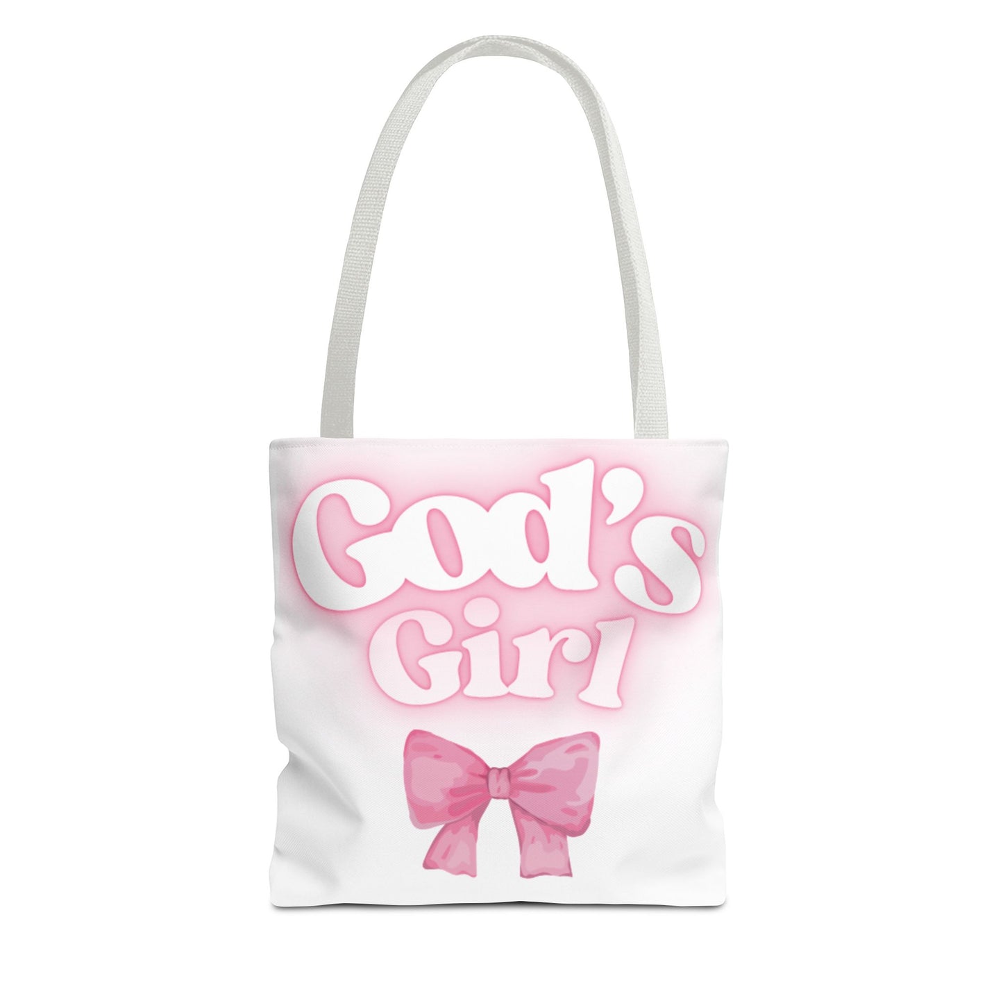 God's Girl Cute Pink Tote Bag, Chic Shopper Bag, Inspirational Gift, Women’s Fashion Accessory, Beach Tote, Pink Bow Design