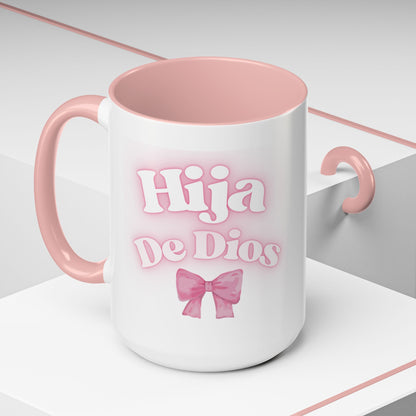 Hija De Dios Accent Coffee Mug - Perfect Gift for Moms, Inspirational Drinkware, Birthday, Faith Celebration, Unique Coffee Cup