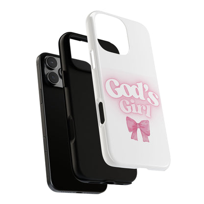 God's Girl Cute Phone Case, Pink Bow Case, Faith-Based Gifts, Christian Accessories, Birthday Present, Inspirational Jewelry