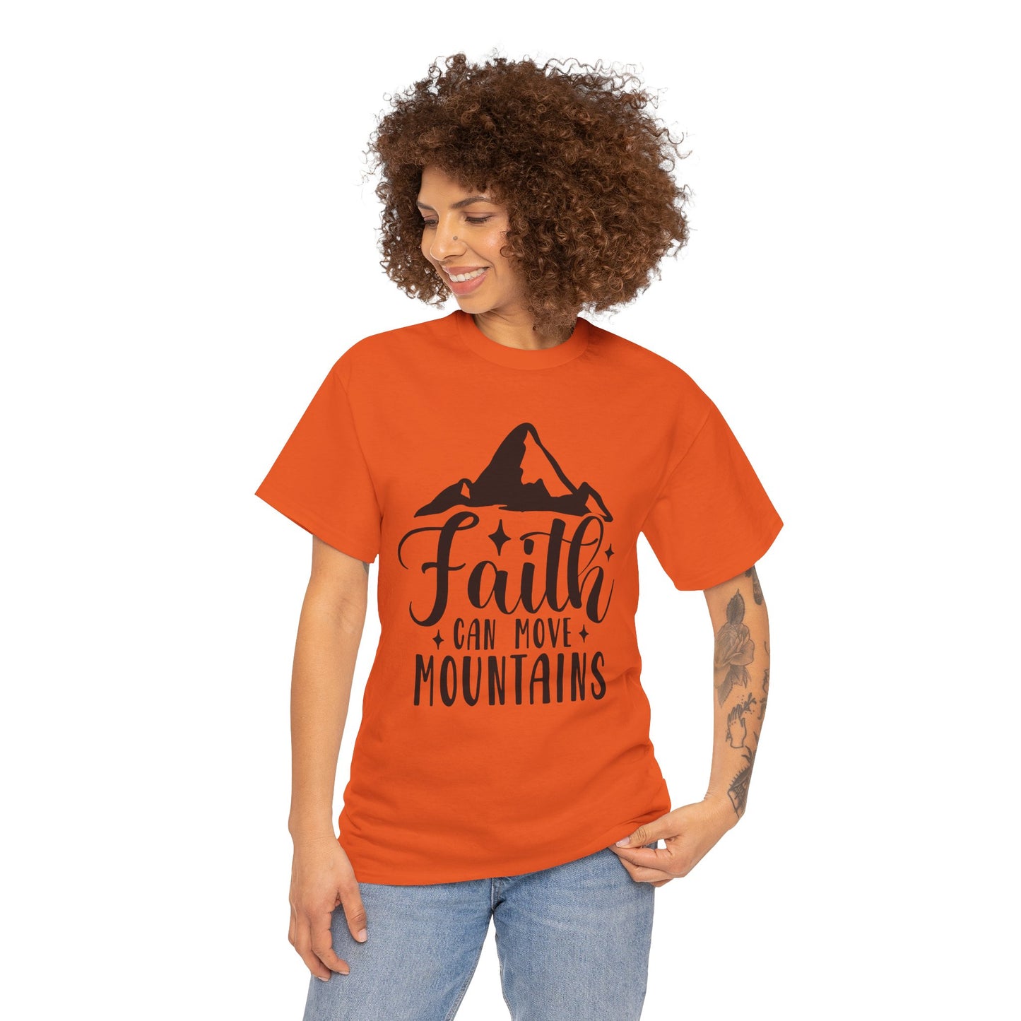 Faith Can Move Mountains - Unisex Heavy Cotton Tee