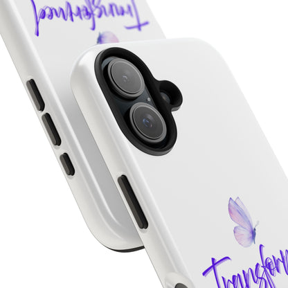 Transformed Phone Case - Inspirational Butterfly Design, Tough Phone Cover, Bible Verse Accessory, Unique Gift for Faith Lovers