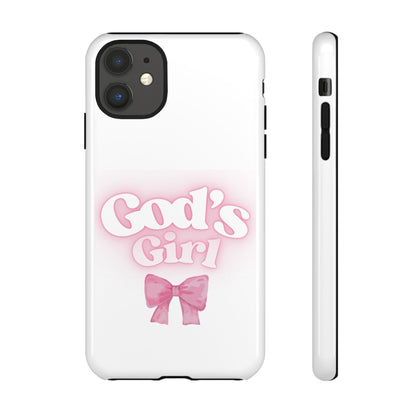 God's Girl Cute Phone Case, Pink Bow Case, Faith-Based Gifts, Christian Accessories, Birthday Present, Inspirational Jewelry