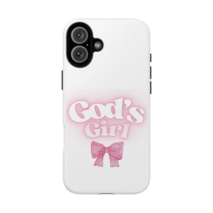 God's Girl Cute Phone Case, Pink Bow Case, Faith-Based Gifts, Christian Accessories, Birthday Present, Inspirational Jewelry