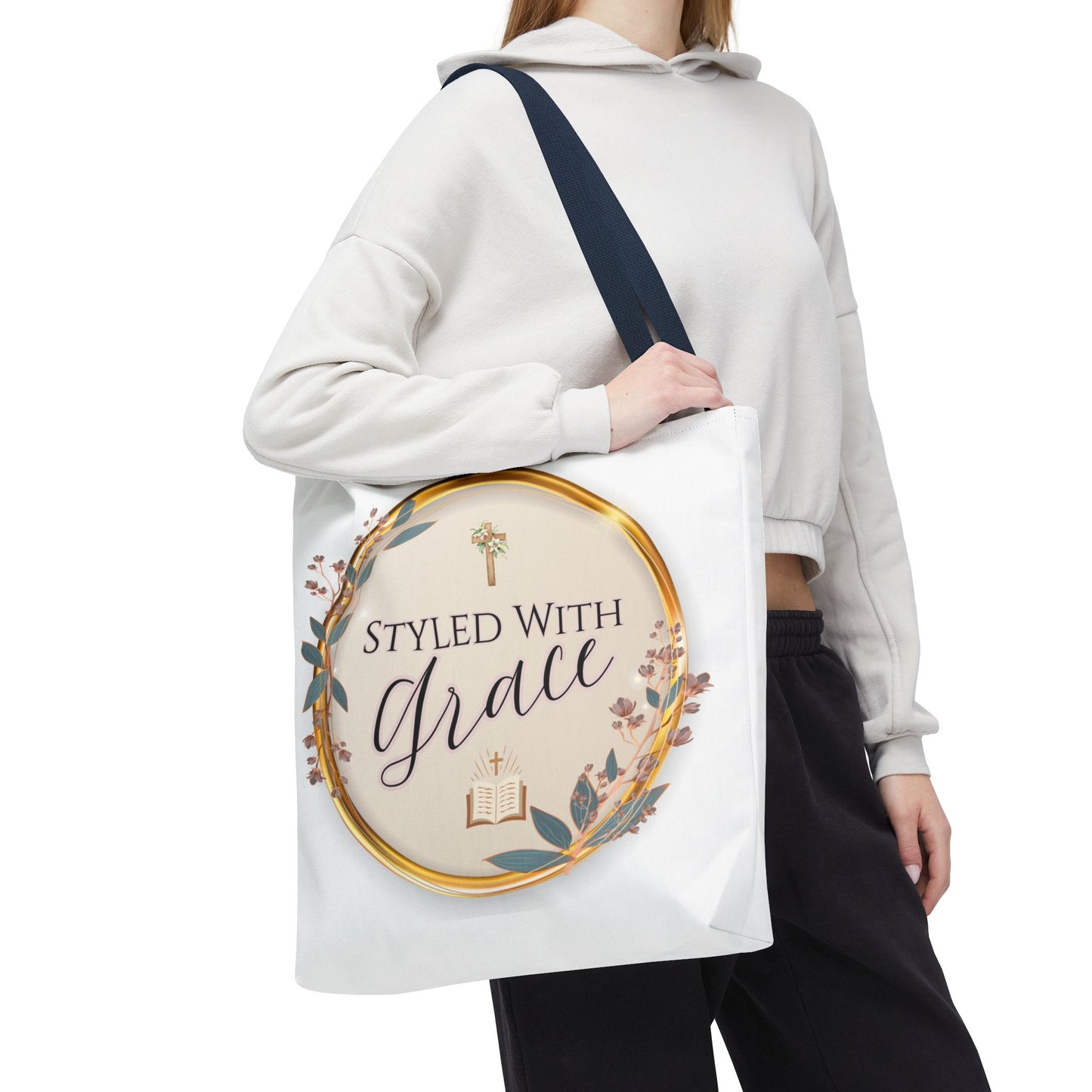 Styled With Grace | Elegant Faith-Inspired Tote Bag, Christian Gift, Inspirational Bag, Stylish Reusable Tote, Religious Accessories