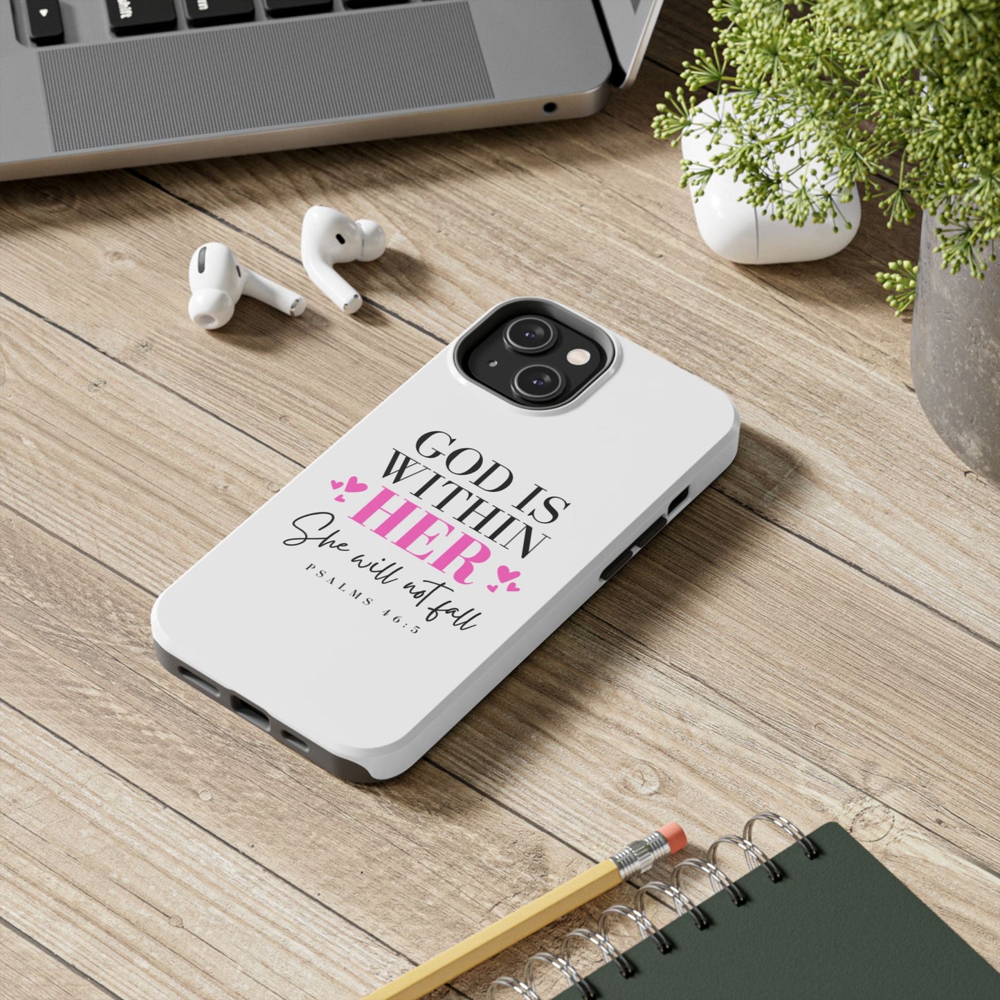 Empowering Tough Phone Case - "God is Within Her" Inspirational Design