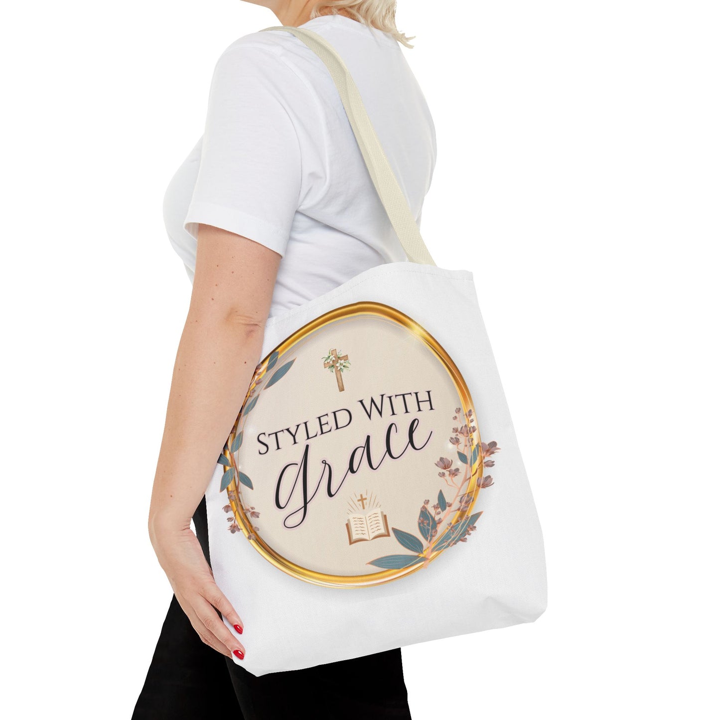 Styled With Grace | Elegant Faith-Inspired Tote Bag, Christian Gift, Inspirational Bag, Stylish Reusable Tote, Religious Accessories