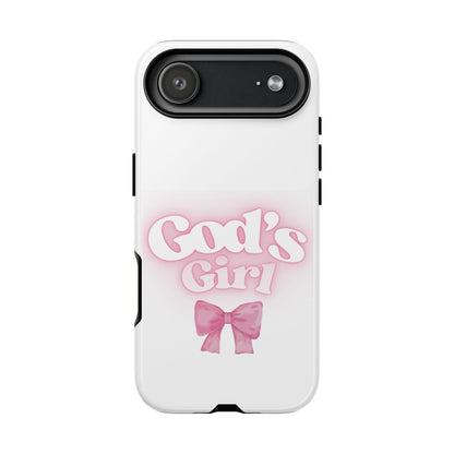 God's Girl Cute Phone Case, Pink Bow Case, Faith-Based Gifts, Christian Accessories, Birthday Present, Inspirational Jewelry