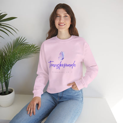 Transformada Crewneck Sweatshirt — Purple Butterfly Inspirational Pullover