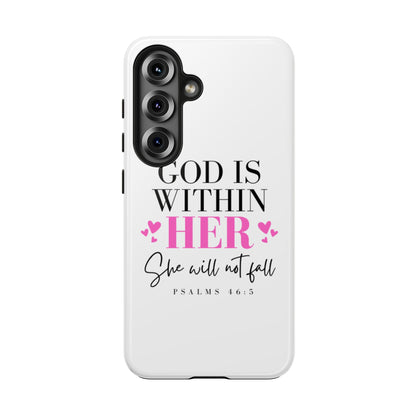 Empowering Tough Phone Case - "God is Within Her" Inspirational Design
