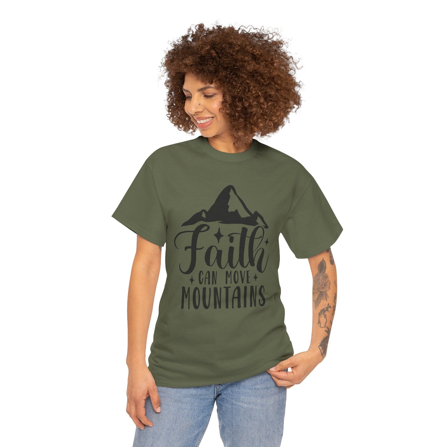 Faith Can Move Mountains - Unisex Heavy Cotton Tee