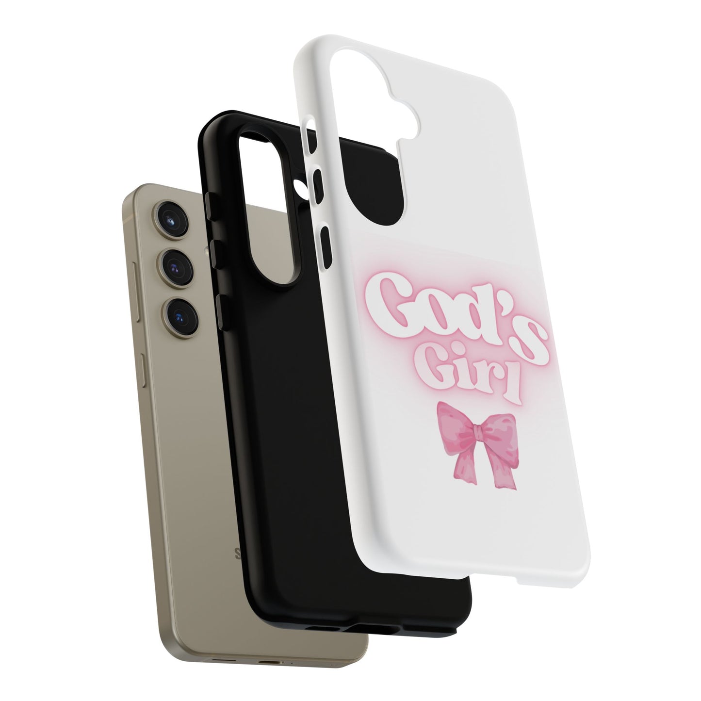 God's Girl Cute Phone Case, Pink Bow Case, Faith-Based Gifts, Christian Accessories, Birthday Present, Inspirational Jewelry