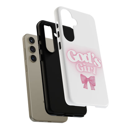 God's Girl Cute Phone Case, Pink Bow Case, Faith-Based Gifts, Christian Accessories, Birthday Present, Inspirational Jewelry