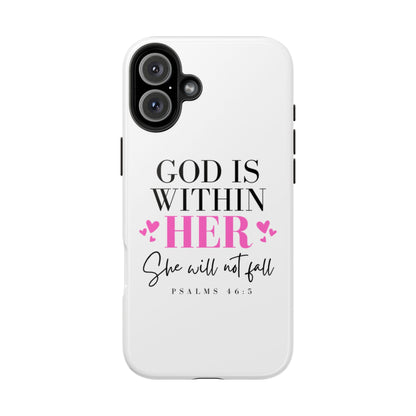 Empowering Tough Phone Case - "God is Within Her" Inspirational Design