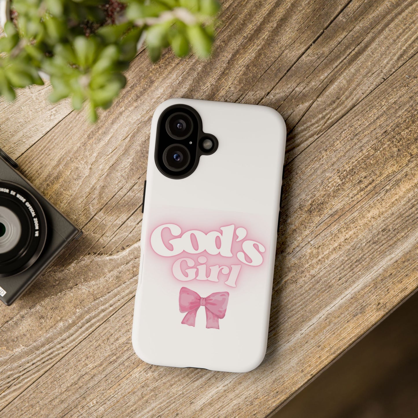 God's Girl Cute Phone Case, Pink Bow Case, Faith-Based Gifts, Christian Accessories, Birthday Present, Inspirational Jewelry